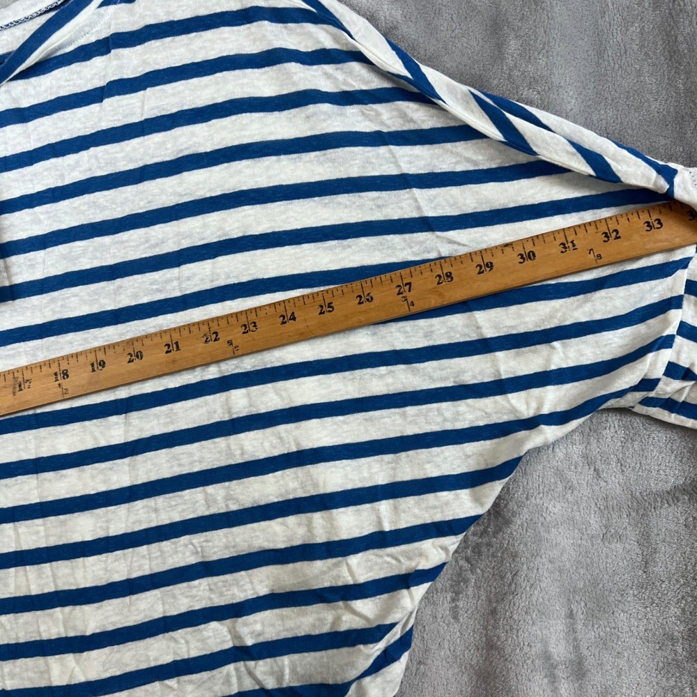 Anthropologie Cupcakes and Cashmere Blue White Striped Linen Blend Top M - Picture 4 of 9